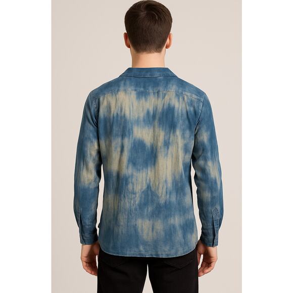 IZ-IT-U USA Blue Tie Dye Pullover Top 100% Cotton Men’s Size S Made in USA - Picture 4 of 12